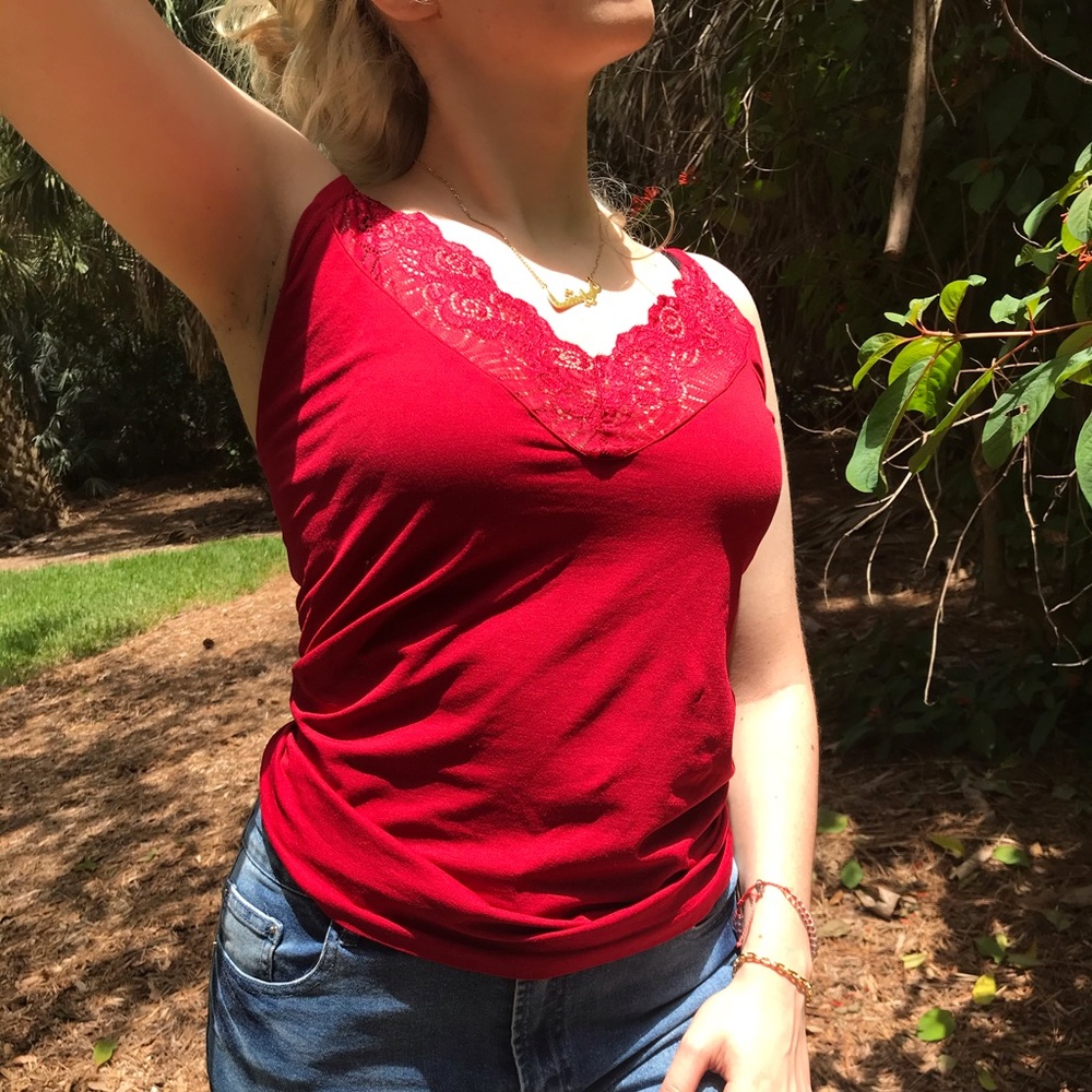 Lace Red Tank ❌‼️ - Picture 2 of 5